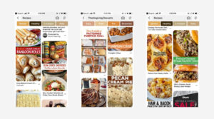 Screenshots of mobile grid on Pinterest.