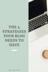 The 4 Strategies Your Blog Needs to Have by Grace and Vine Studios. This blog includes tips for food bloggers and blogging tips! #foodblogger #tipsforfoodbloggers #blogging